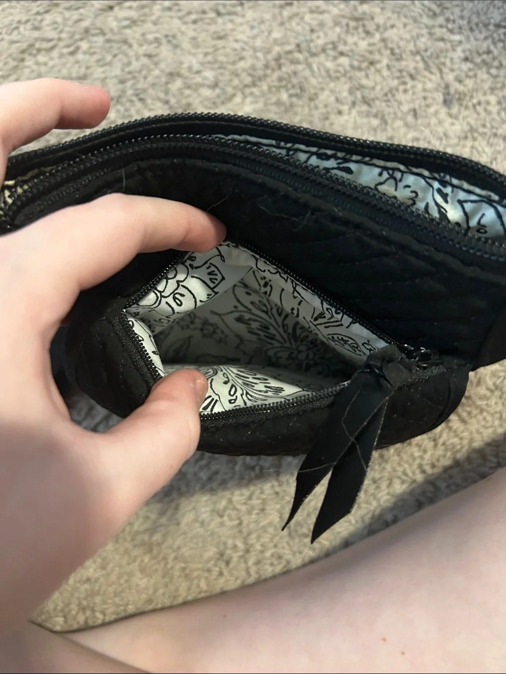 Vera Bradley Black Quilted Crossbody Pouch